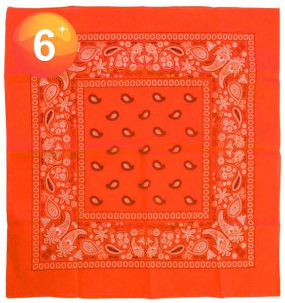 Fluor oranje zakdoeken bandana met motief
