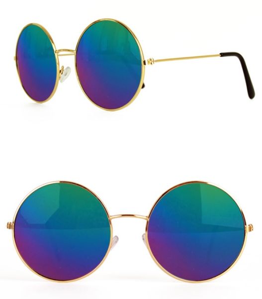 Bril flower power 70s olie glas blauw