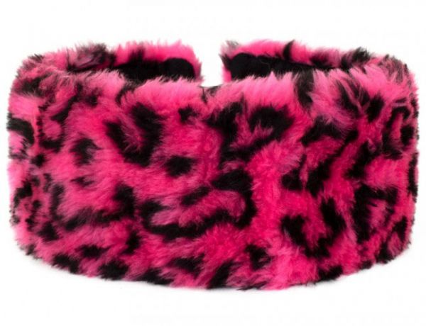 Hoofdband panterprint roze