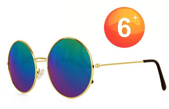 Glasses flower power 70s oil glass blue