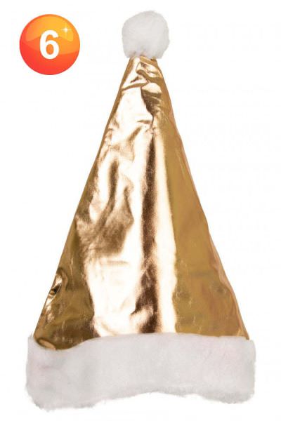 Goude Kerstmuts met Pompom en Pluche rand