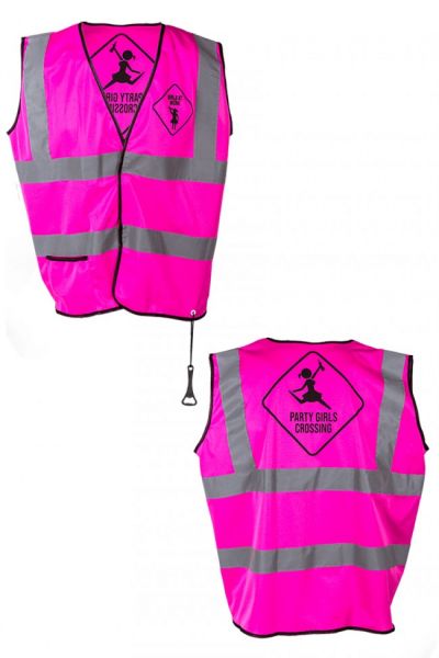 Neonroze waarschuwingsvest vrijgezellenfeest