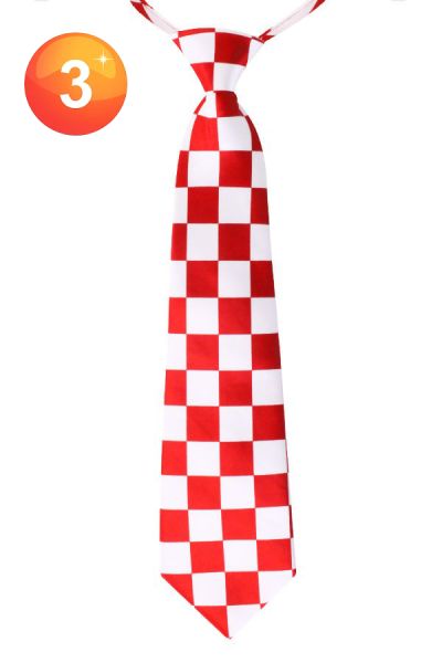 Stropdas rood wit geblokt