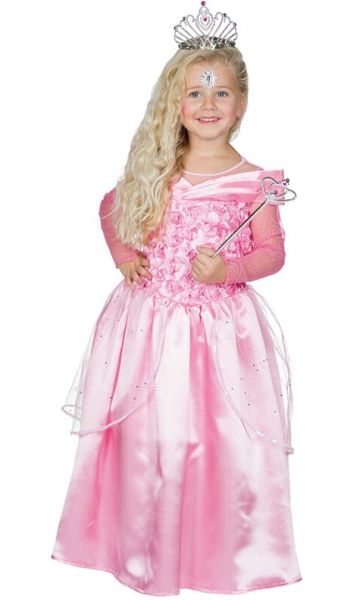 Lange prinsessenkleedje van rozige glansstof