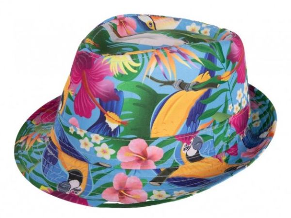 Tropische Exotische blauwe geprinte hoed – Funky Jungle