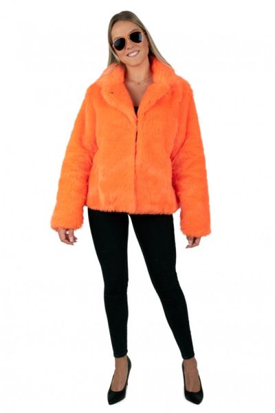 Carnavalsjas dames fluo neon oranje bont