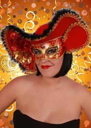 Venetiaanse hoed met oogmasker dame rood
