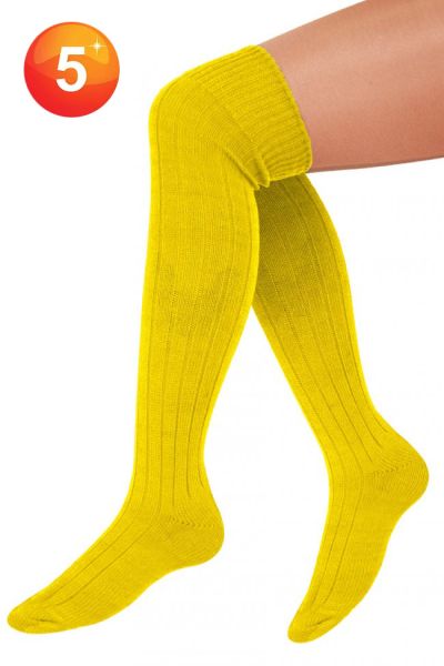 5 Paar Lange gele sokken gebreid