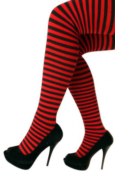 Panty met rode zwarte strepen