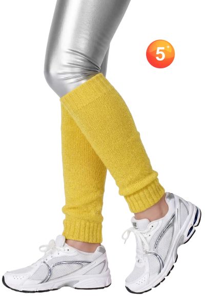 Glittery shimmering yellow lurex leg warmers