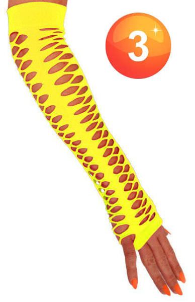 Handschoenen vingerloos grote gaten fluor geel