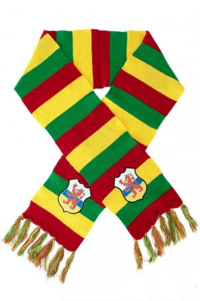 Gebreide sjaal rood geel groen logo Limburgse leeuw