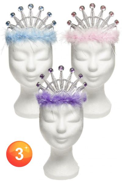 Kroontje zilver met gekleurd boa randje