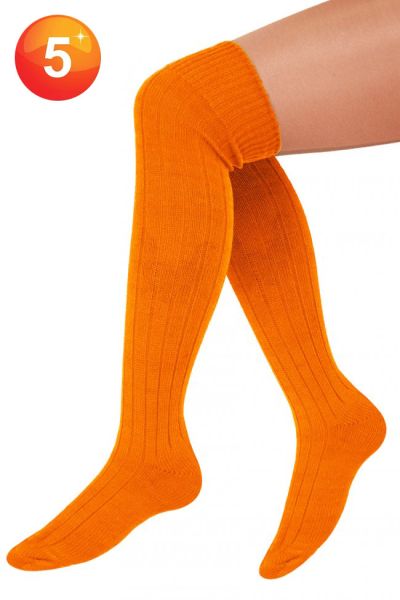 5 Paar Lange oranje sokken gebreid