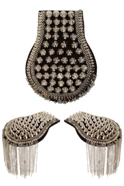 Epauletten met spikes zilver