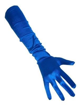 Blauwe satijnen handschoenen