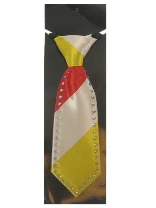Mini stropdas rood wit geel met Strass-stenen