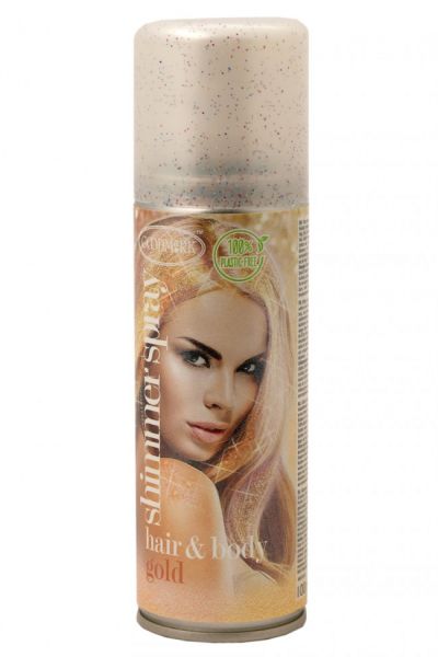 Glitterspray goud voor lichaam en haar