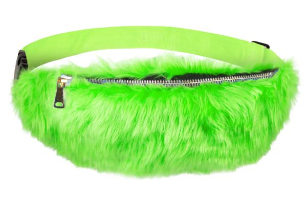 Stijlvolle lichtgroen bont heuptas met riem