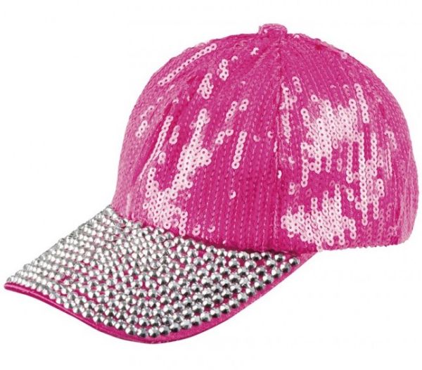 Disco pet roze pailletten met diamantjes