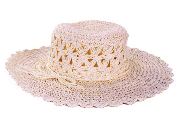 White ladies straw hat