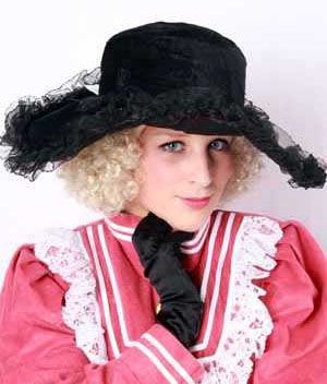 Ladies hat black with lace and feathers