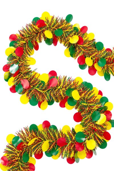 PVC garland red yellow green with confetti 5m