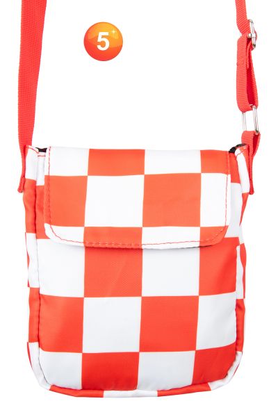 schoudertasjes rood wit geblokt