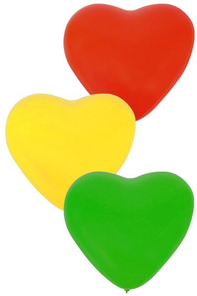Carnaval Ballon Hart x 36 Rood Geel Groen 32 cm