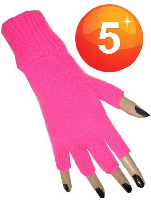 Roze Vingerloze handschoen pink