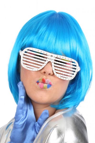 Damespruik trendy kort blauw
