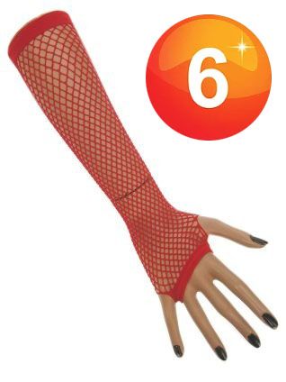 Nethandschoenen Vingerloos rood lang