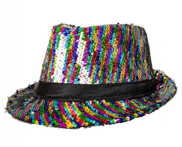 Multicolor Pailletten Fedora hoed