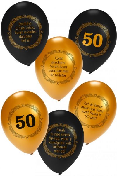 Helium ballon Sarah metallic zwart goud
