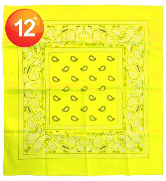 Fluor gele zakdoeken bandana met motief