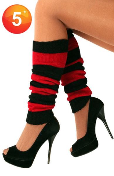 Beenwarmers zwart rood gestreept