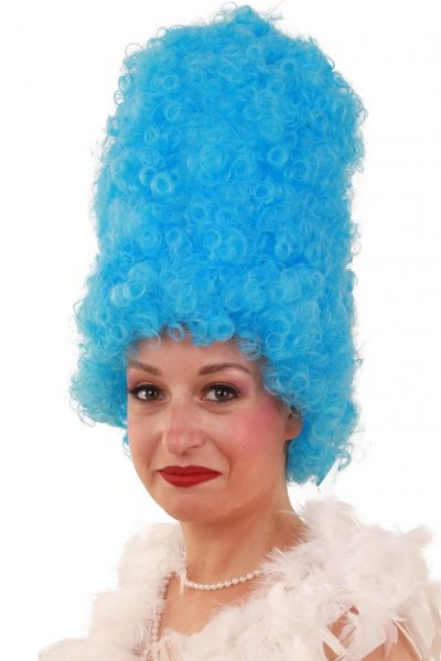 Grappige pruik Curly hoog blauw