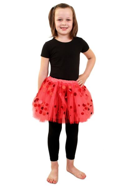 Tule kleedje rood met dots meisjes