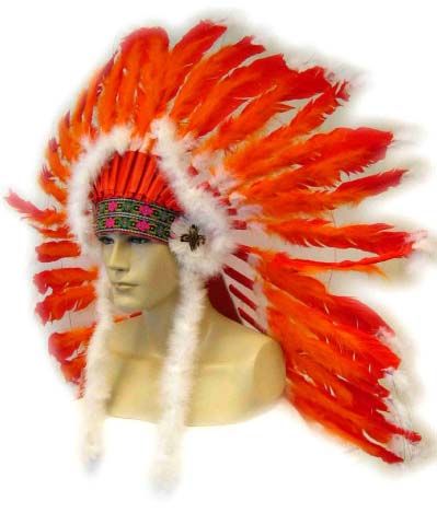 Indianentooi rood - oranje met witte staarten
