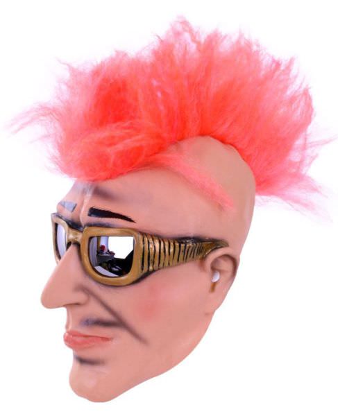 punk rocker masker met roze hanenkam