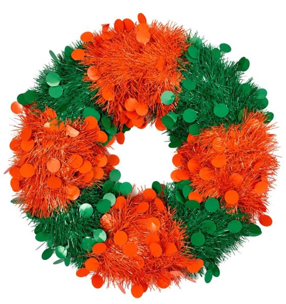 Deurkrans confetti snippers oranje groen