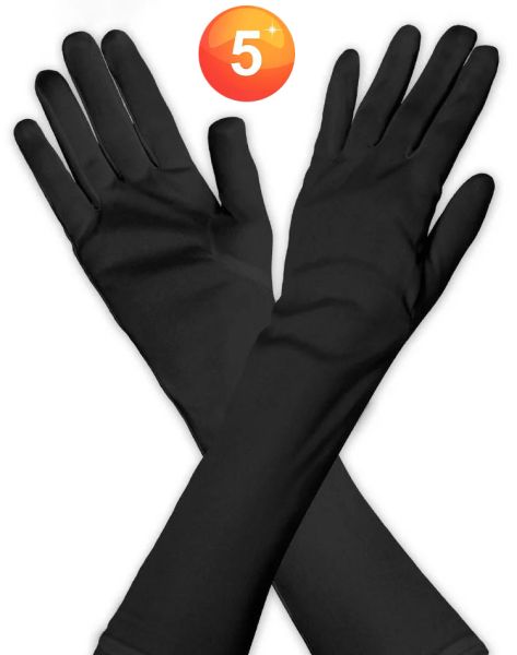 Lange zwarte nylon handschoenen