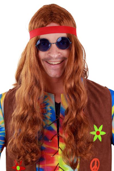 Hippie Pruik Jay lang haar bruin met hoofdbandje