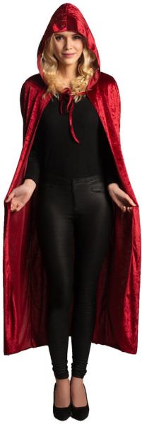 Fluwelen cape met capuchon rood