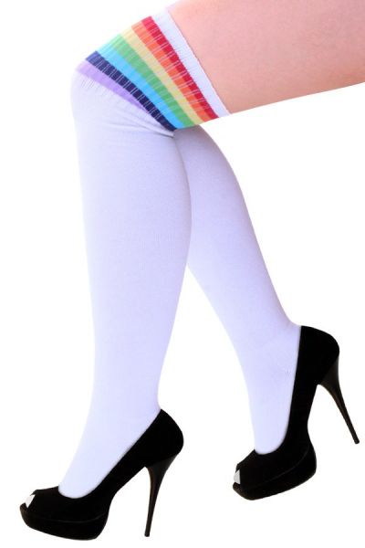 Lieskousen wit met regenboog strepen