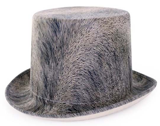 Steampunk hoed harig grijs met elastieken band