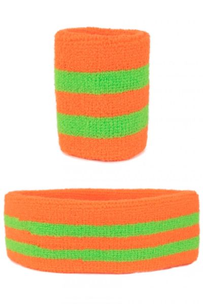 Set van polsbandjes en hoofdbandje oranje groen