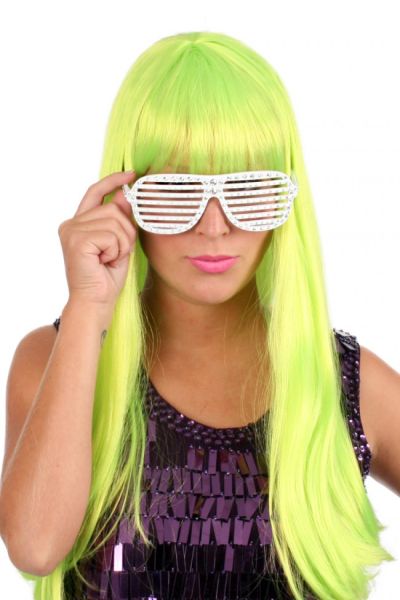 Trendy pruik fluor groen lang haar