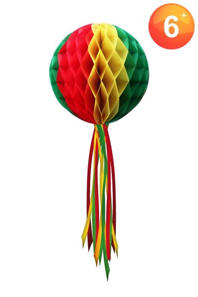 Decoratiebol rood geel groen 20 cm