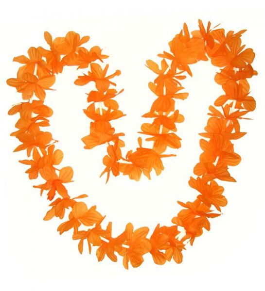 Hawaii halsketting oranje kransen 12 stuks